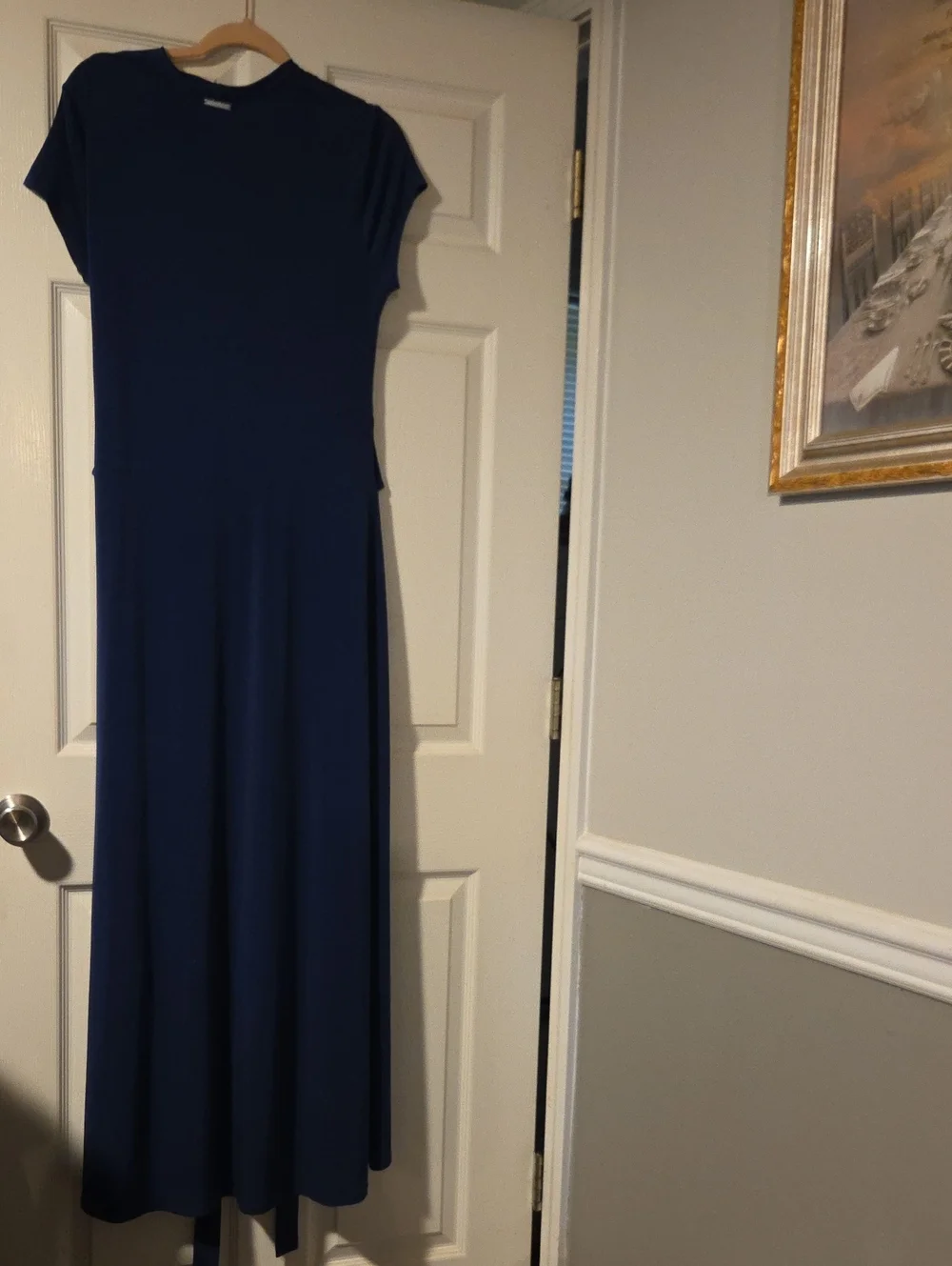 Michael Kors Deep Navy Draped V-Neck Maxi Dress